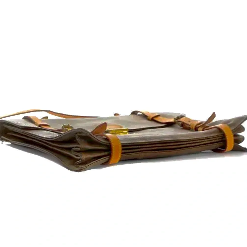 ETRO MILANO Paisley Document Holder Crossbody Messenger Bag Vachetta Leather